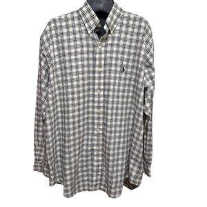 Ralph Lauren Blake Gold plaid long sleeve shirt Large 100% cotton 2000s